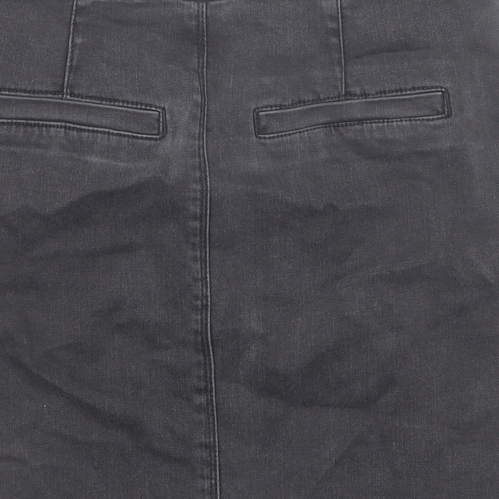 Country Road Womens Black Cotton A-Line Skirt Size 4 Zip
