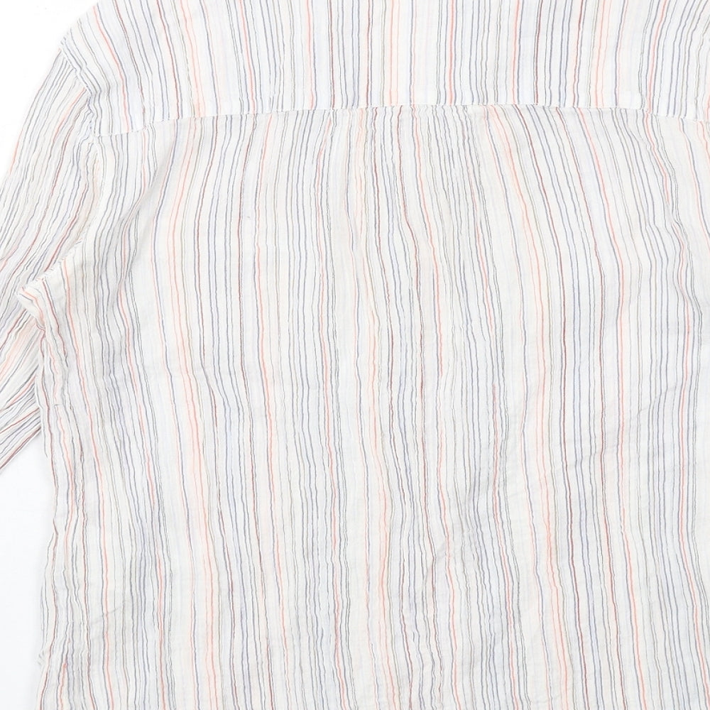 fransa Womens Multicoloured Striped Cotton Basic Blouse Size XS V-Neck