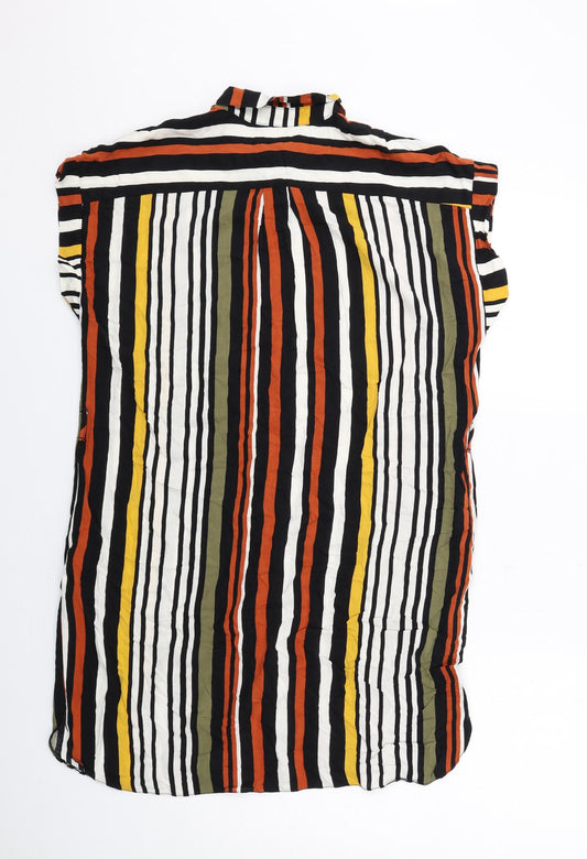 Dorothy Perkins Womens Multicoloured Striped Viscose Shirt Dress Size 12 Collared Button