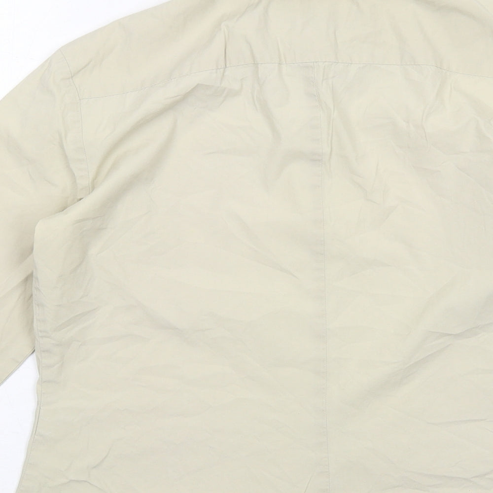 French Connection Womens Beige Cotton Basic Button-Up Size S Collared