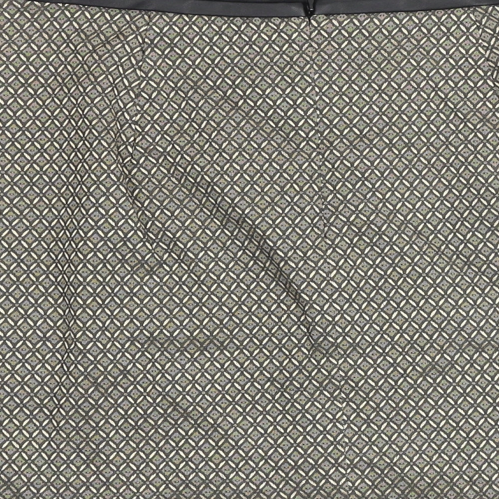 Oasis Womens Gold Geometric Polyester A-Line Skirt Size 10 Zip