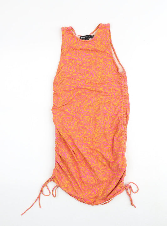 Motel Womens Multicoloured Geometric Cotton Bodycon Size XS Round Neck Pullover