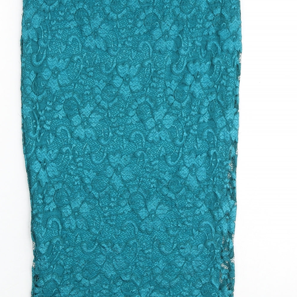 Miss Selfridge Womens Green Floral Polyester A-Line Skirt Size 12