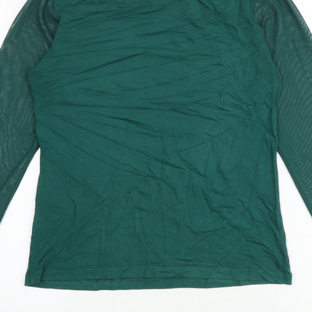 Womens UK Size 6 Warehouse Green Basic T-Shirt