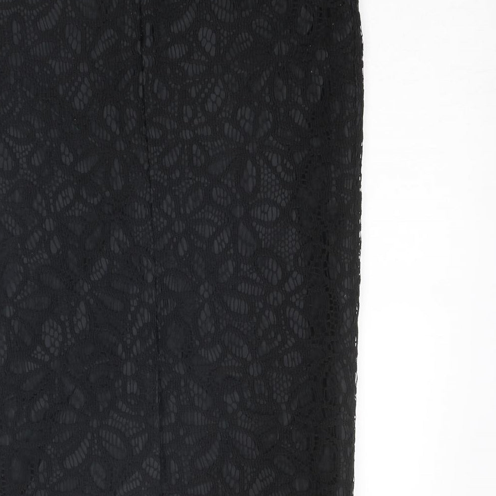 Brand and care label for Autograph women’s black floral polyester straight & pencil skirt, size UK 10, zip