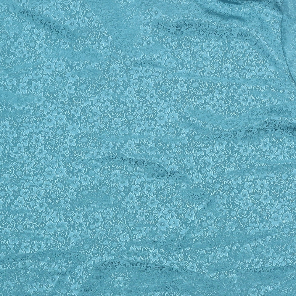 Bonmarché Womens Blue Floral Polyester Basic Button-Up Size 24 Collared