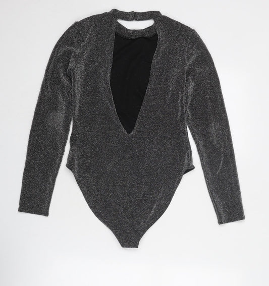 Divided by H&M Womens Silver Polyester Bodysuit One-Piece Size M Snap - Open Back