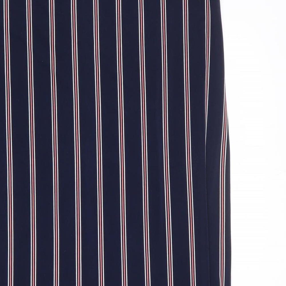 Oasis Womens Blue Striped Polyester Tank Dress Size XS Collared Button