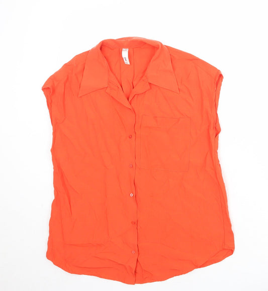 Womens UK Size 6 Mango Orange Basic Button-Up