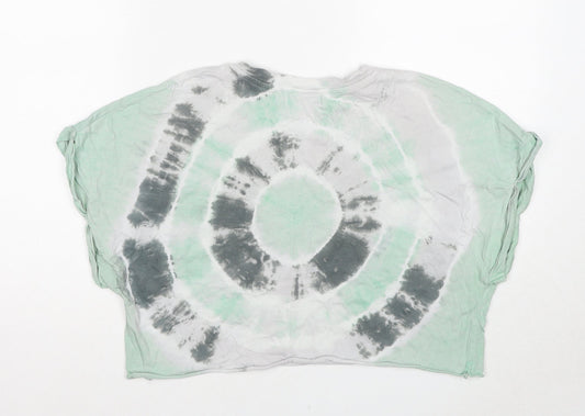 Womens UK Size M Bershka Green Cropped T-Shirt