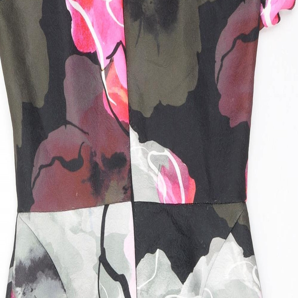 Coast Womens Multicoloured Floral Polyester Shift Size 10 Round Neck Zip