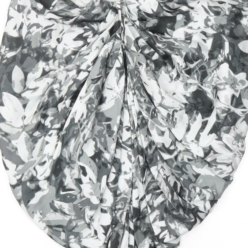 H&M Womens Grey Geometric Polyester Bandage Skirt Size 6 Zip