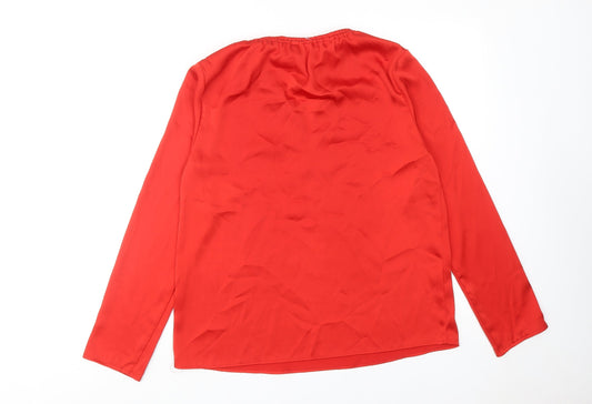 Womens UK Size S Mango Red Basic Blouse