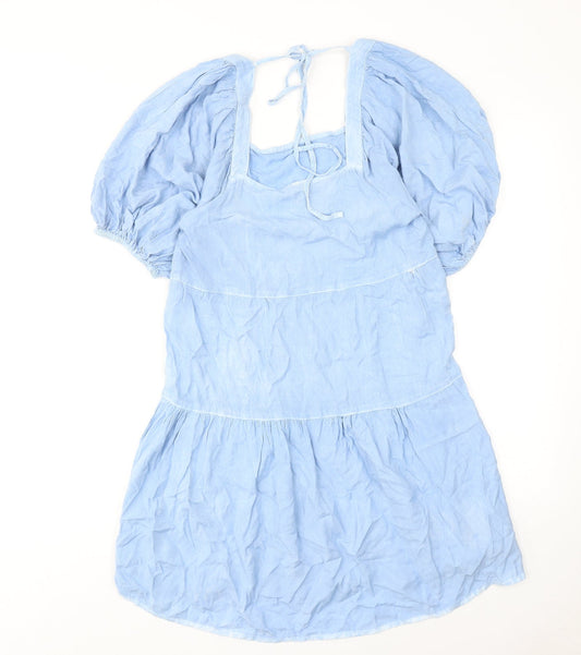 Influence Womens Blue Viscose A-Line Size 10 Square Neck Tie