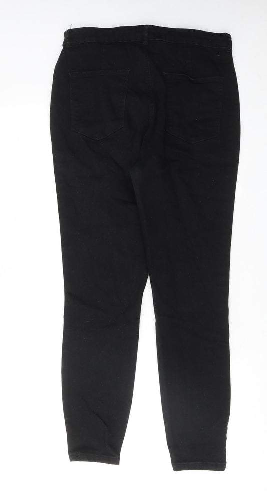 Dunnes Stores Womens Black Cotton Skinny Jeans Size 10 Regular Zip