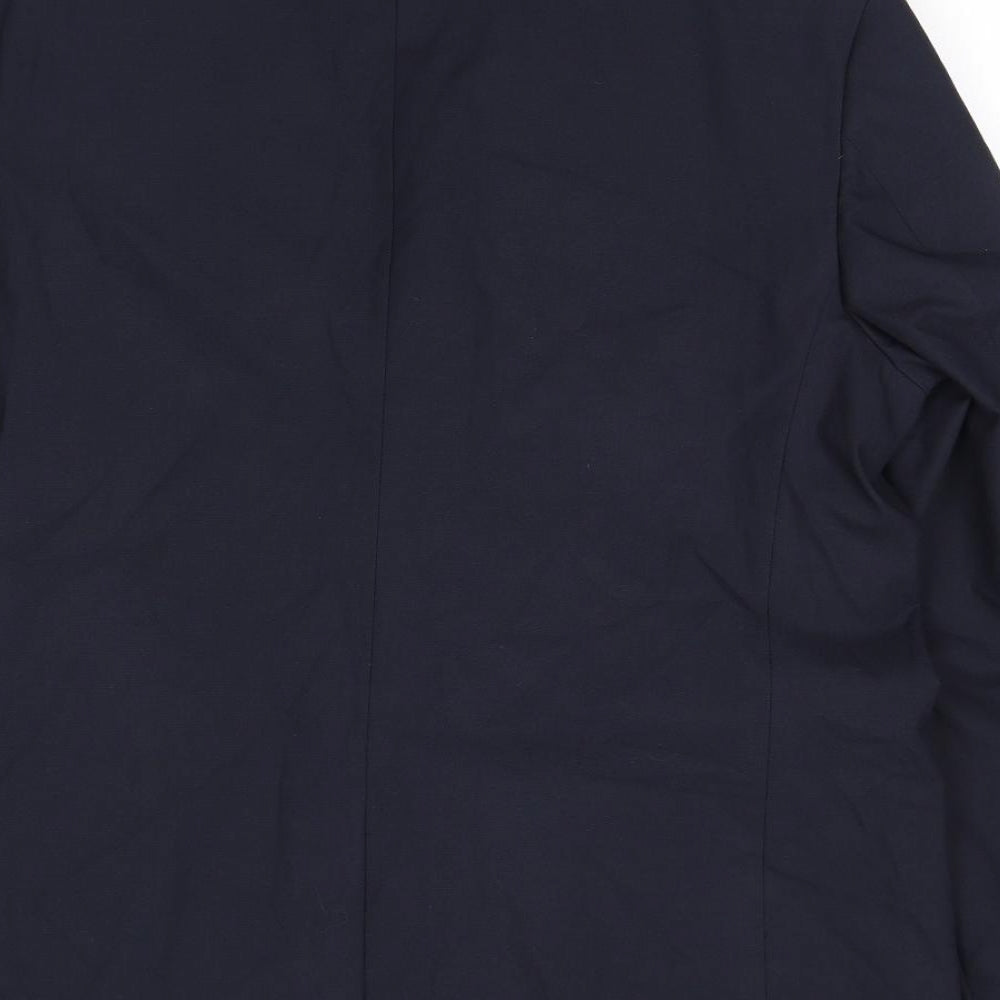 Brand and care label for Autograph men’s blue polyester jacket suit jacket, size 42, regular