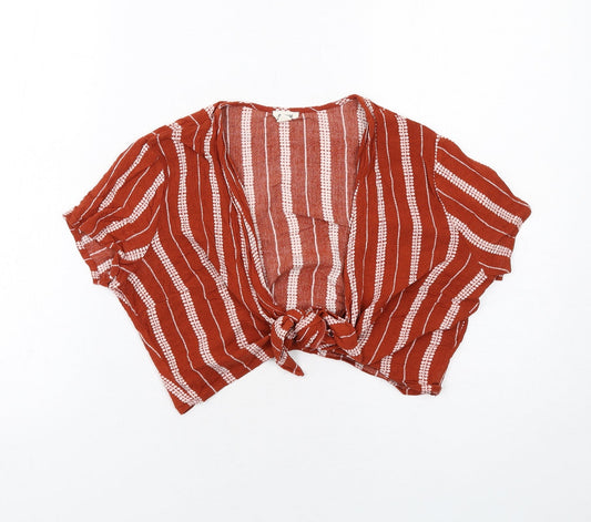 Womens UK Size S Garage Orange Wrap Blouse