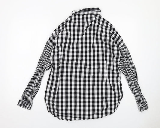 Violet Romance Womens Black Check Cotton Basic Button-Up Size 10 Collared