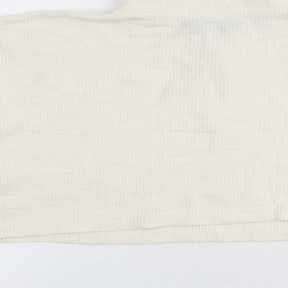 Boohoo Womens White Cotton Pullover Sweatshirt Size 10 Zip