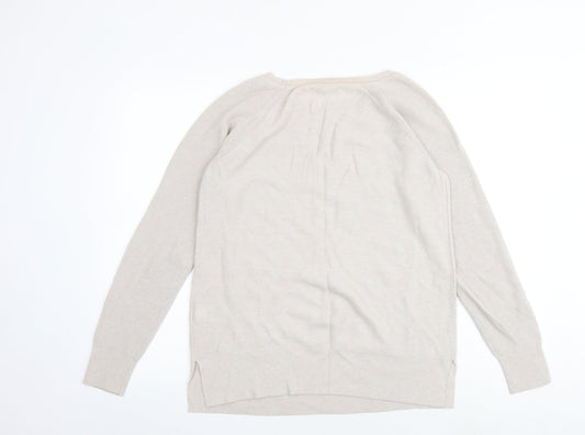 Gap Womens Beige Round Neck Nylon Pullover Jumper Size M