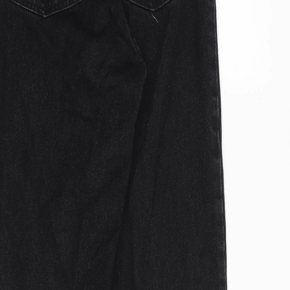 Monki Womens Black Cotton Straight Jeans Size 24 in Regular Zip
