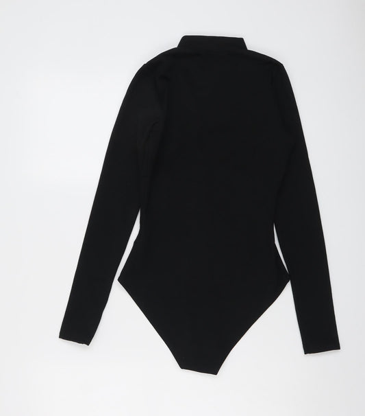 Misspap Womens Black Polyester Bodysuit One-Piece Size 8 Snap