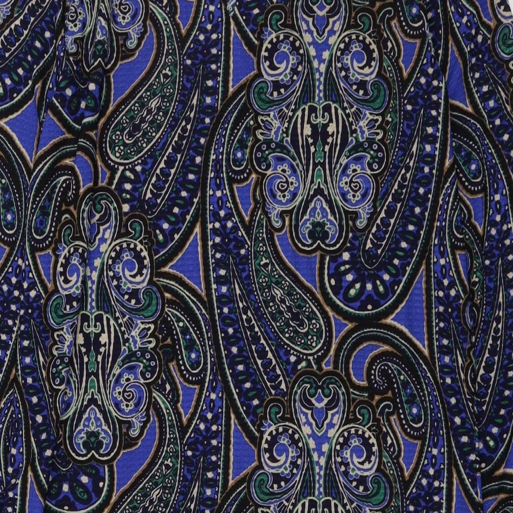 NEXT Womens Blue Geometric Polyester Sheath Size 16 Round Neck Button