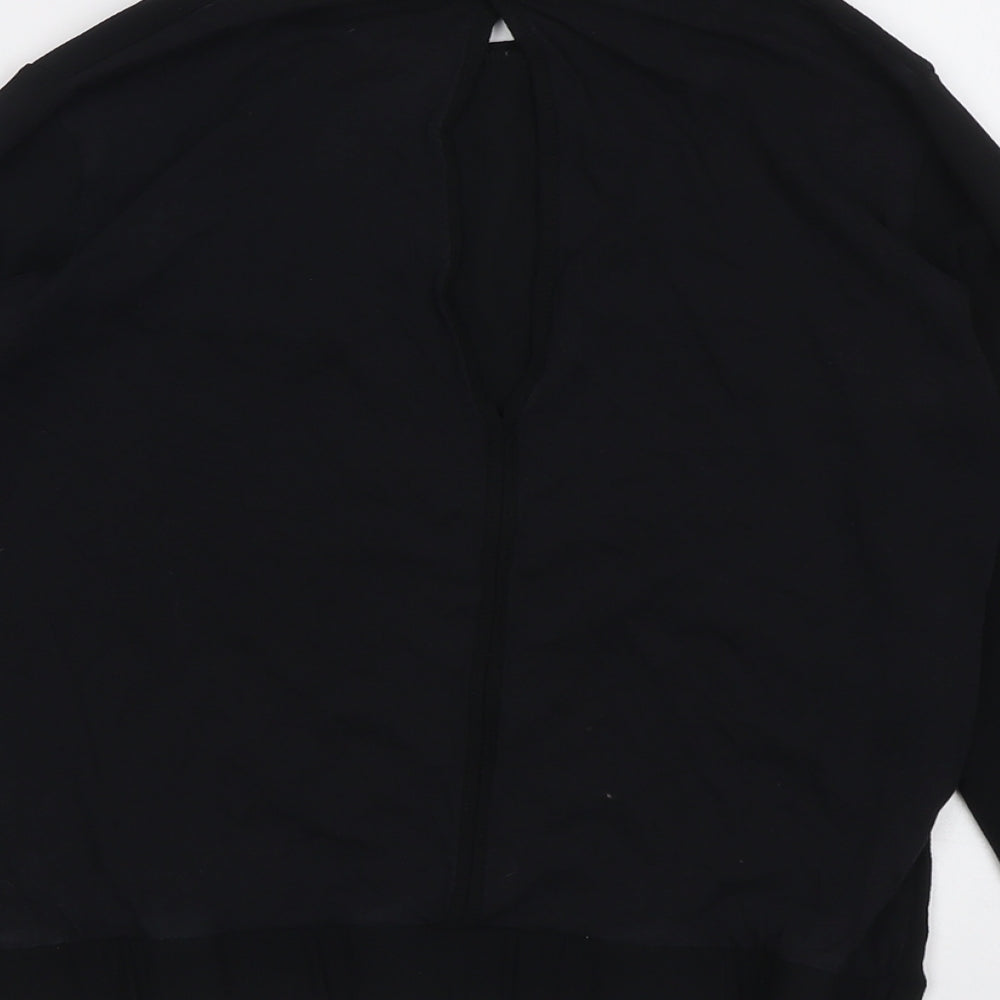 Womens UK Size S Zara Black Basic Blouse