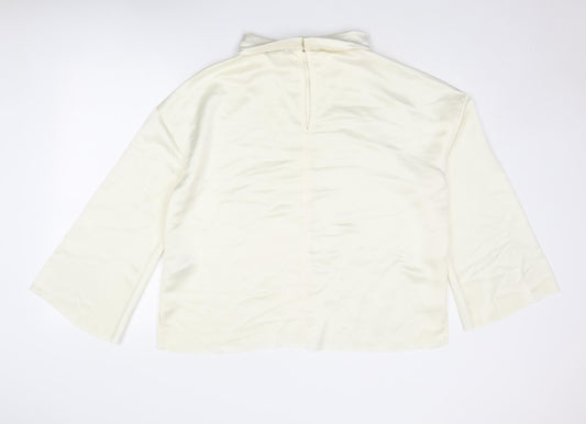 Autograph Womens Ivory Polyester Basic Blouse Size 16 High Neck