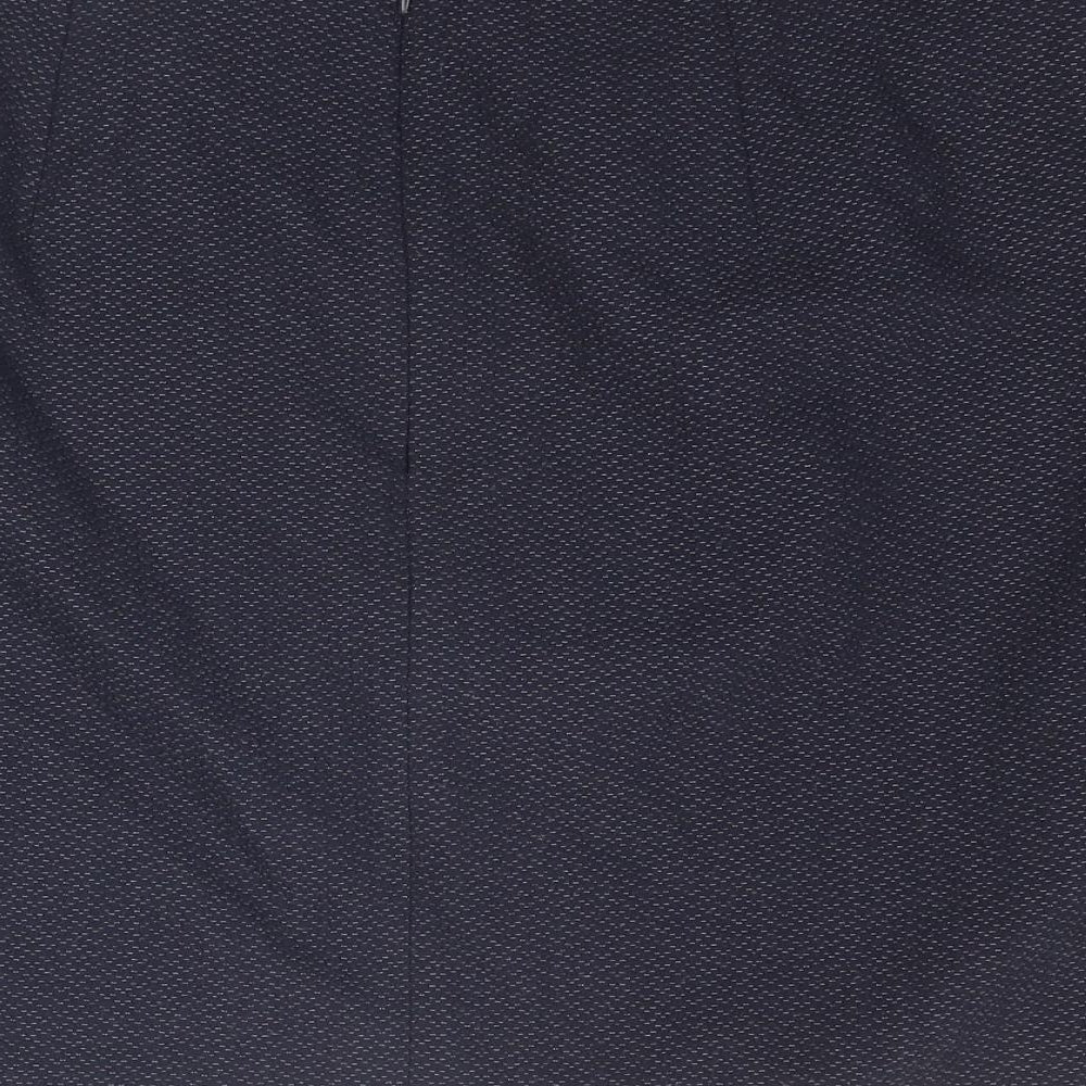 Monsoon Womens Blue Geometric Polyester A-Line Skirt Size 14 Zip