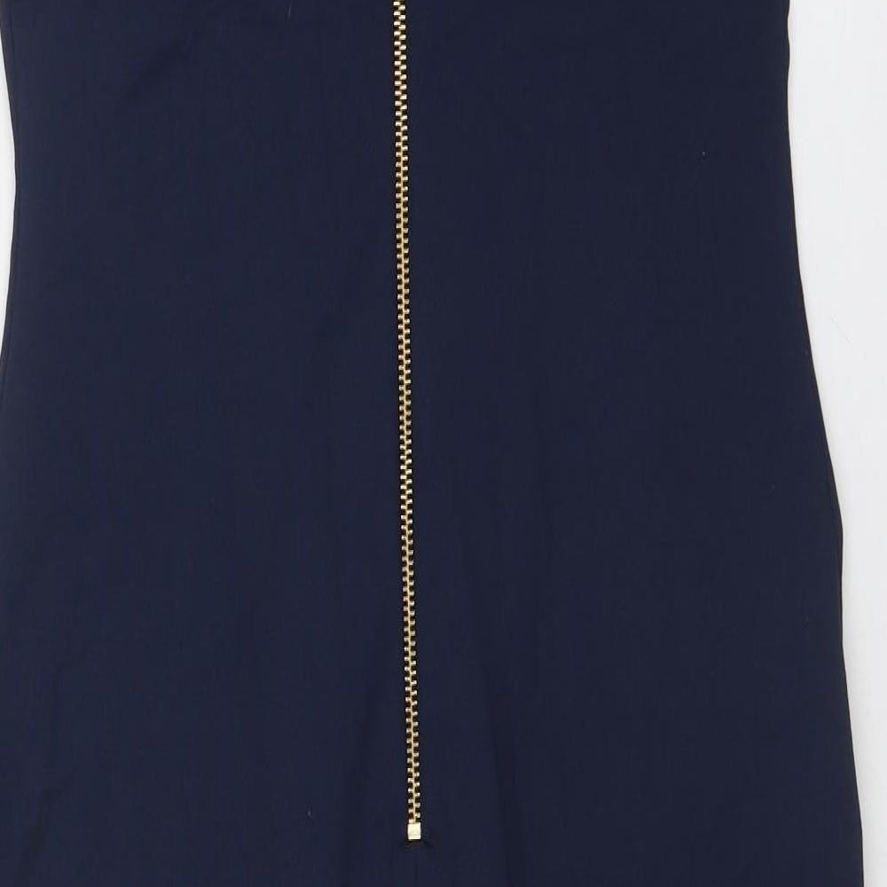 Cynthia Rowley Womens Blue Nylon Shift Size 8 Round Neck Zip