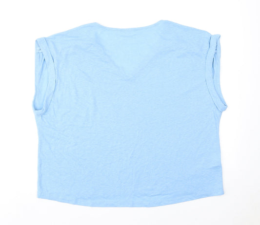 Womens UK Size L Mango Blue Basic T-Shirt