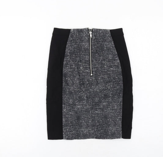 H&M Womens Grey Geometric Viscose Bandage Skirt Size 4 Zip