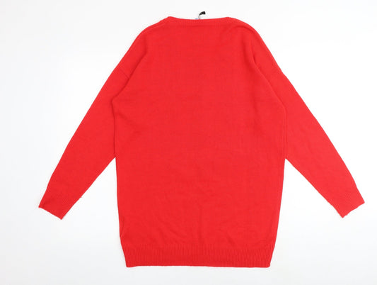 Capsule Womens Red Round Neck Cotton Pullover Jumper Size 12 - May contain prosecco Size 12-14