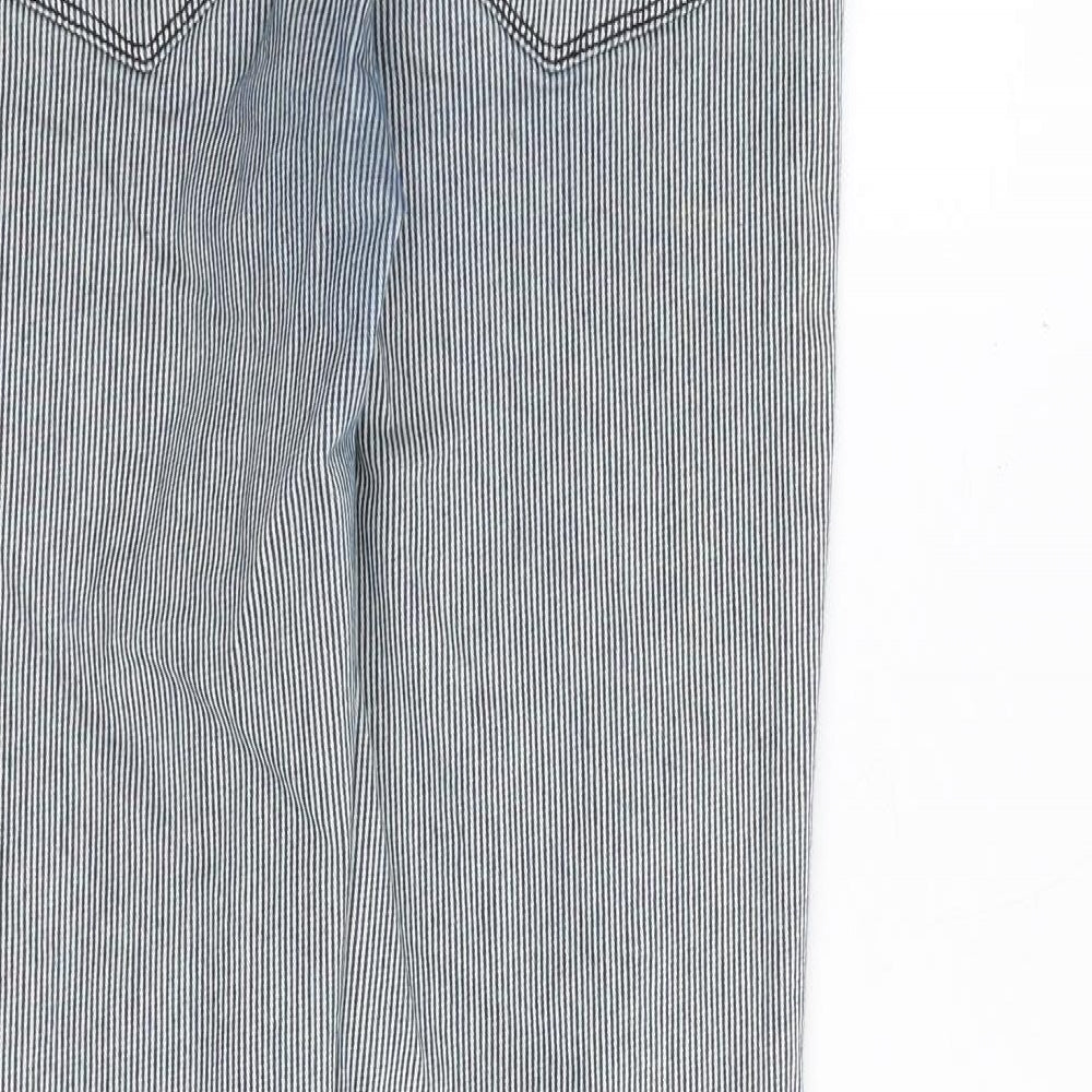 NEXT Womens Blue Striped Cotton Skinny Jeans Size 30 in Regular Zip