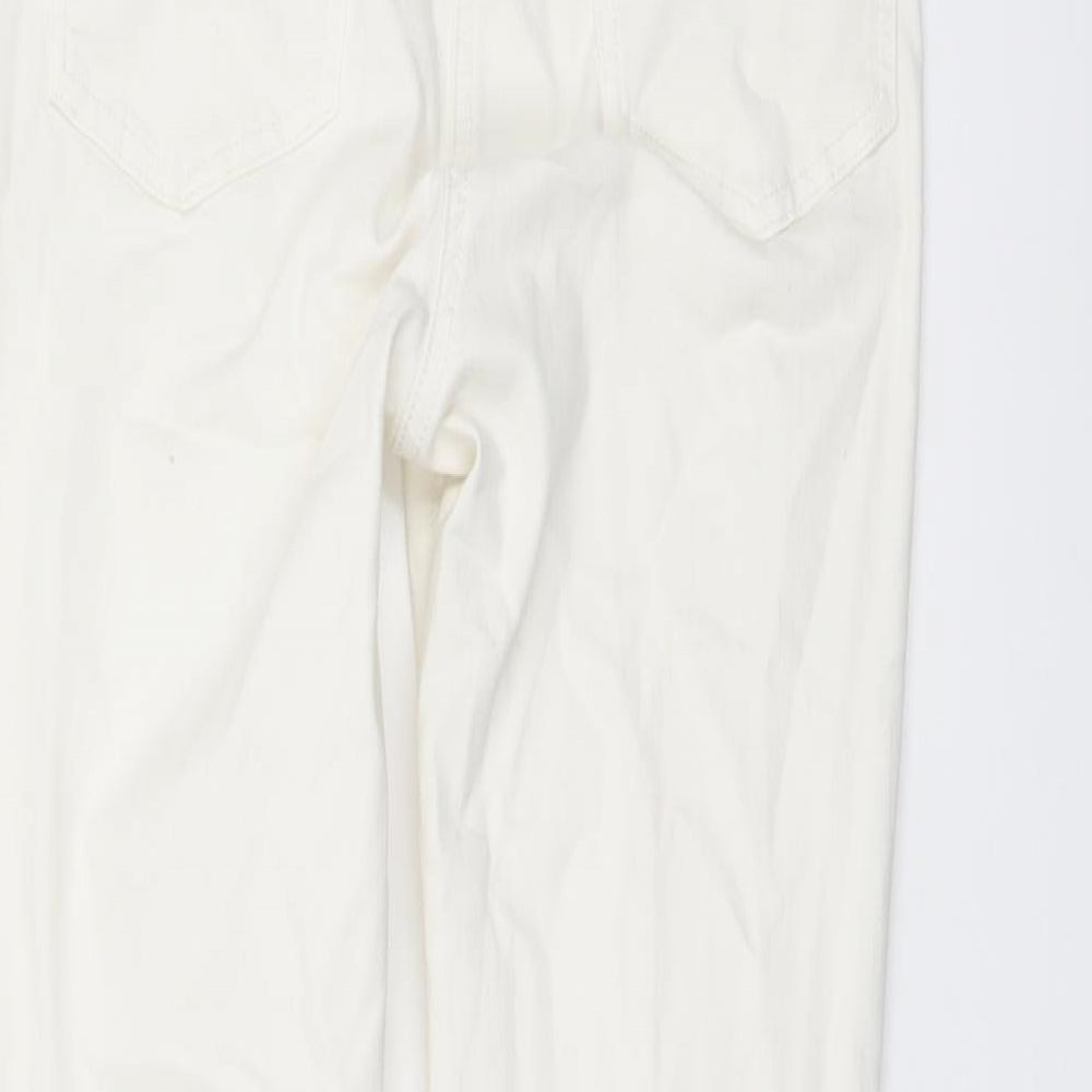 NEXT Womens Ivory Cotton Skinny Jeans Size 8 L28 in Regular Button