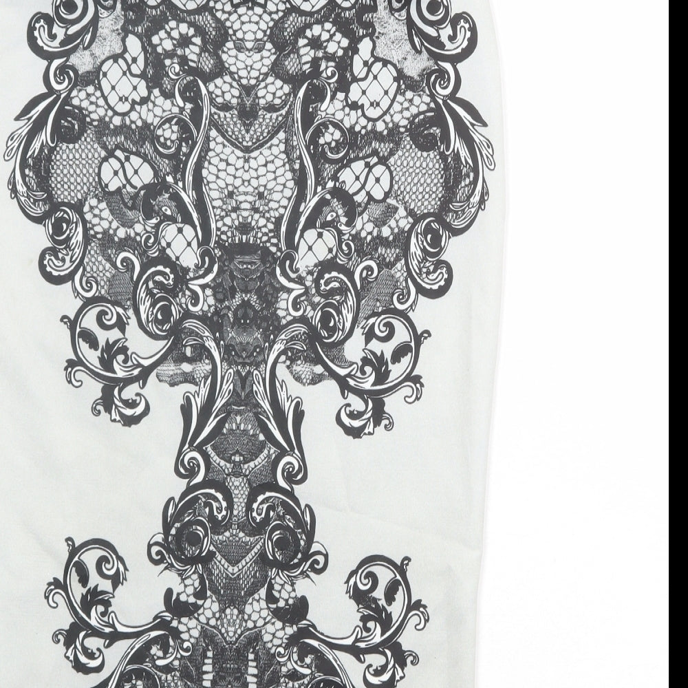 Boohoo Womens Grey Geometric Polyester Straight & Pencil Skirt Size 8