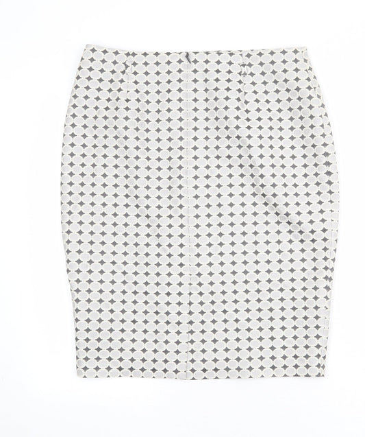 Marks and Spencer Womens Multicoloured Geometric Polyester Straight & Pencil Skirt Size 14 Zip