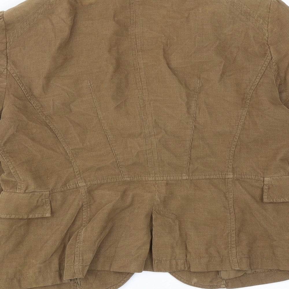 Zara Womens Brown Cotton Jacket Blazer Size XL
