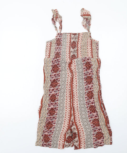 NEXT Womens Multicoloured Geometric Viscose Playsuit One-Piece Size 10 Pullover