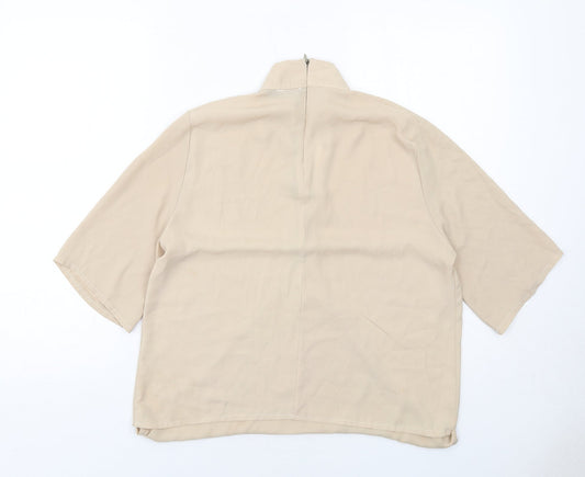 Boohoo Womens Beige Polyester Basic Blouse Size 8 Halter