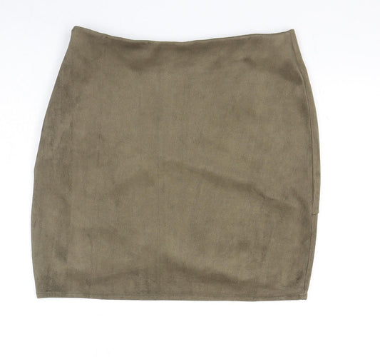 Missguided Womens Green Polyester Bandage Skirt Size 10 Zip