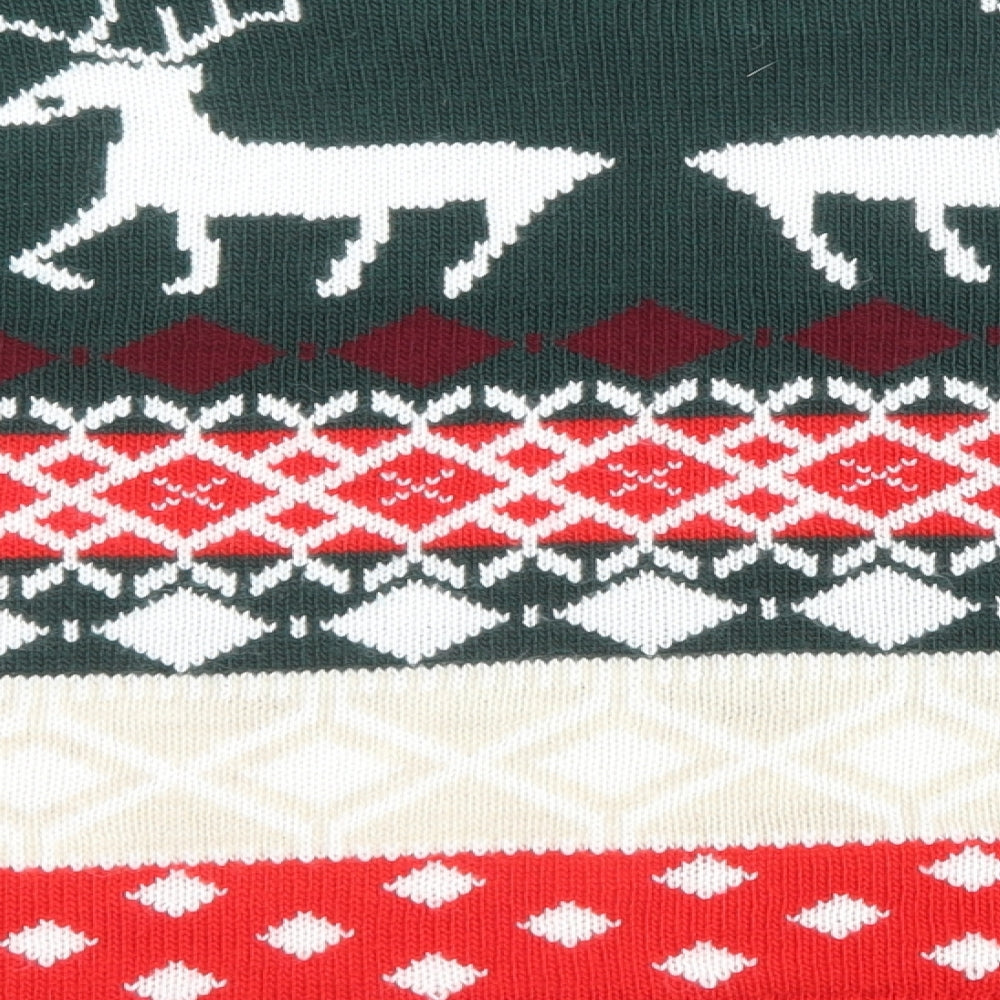 Boohoo Womens Multicoloured Crew Neck Geometric Acrylic Pullover Jumper Size 18