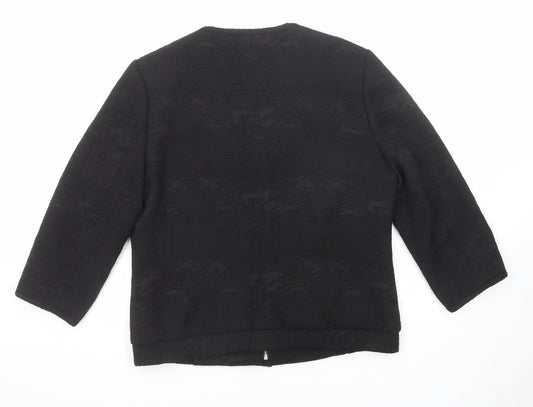 RJR.John Rocha Womens Black Geometric Jacket Blazer Size 14 Zip