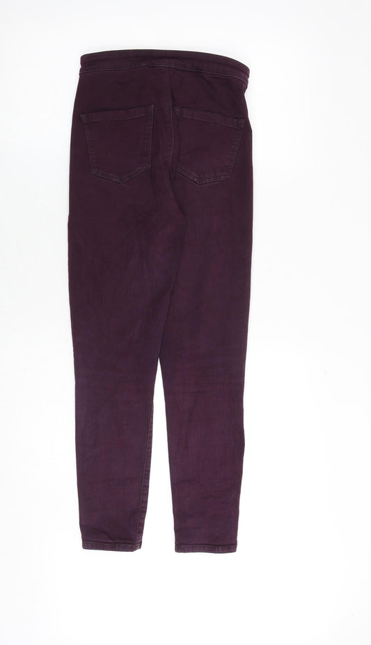 Topshop Womens Purple Cotton Skinny Jeans Size 26 in Regular Zip