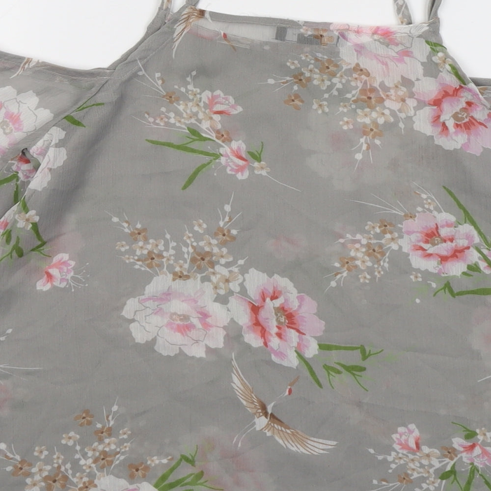 Womens UK Size 10 New Look Grey Basic Blouse
