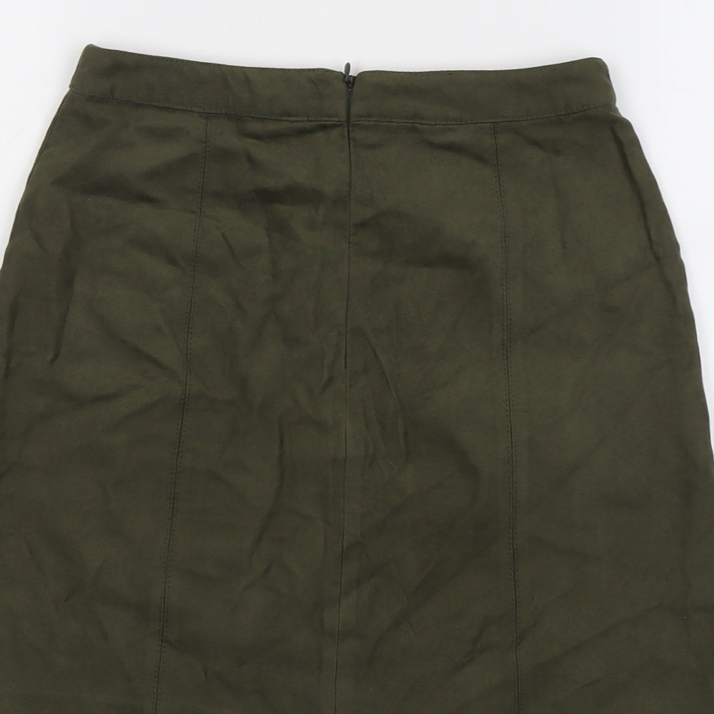 Oasis Womens Green Polyester A-Line Skirt Size 6 Zip