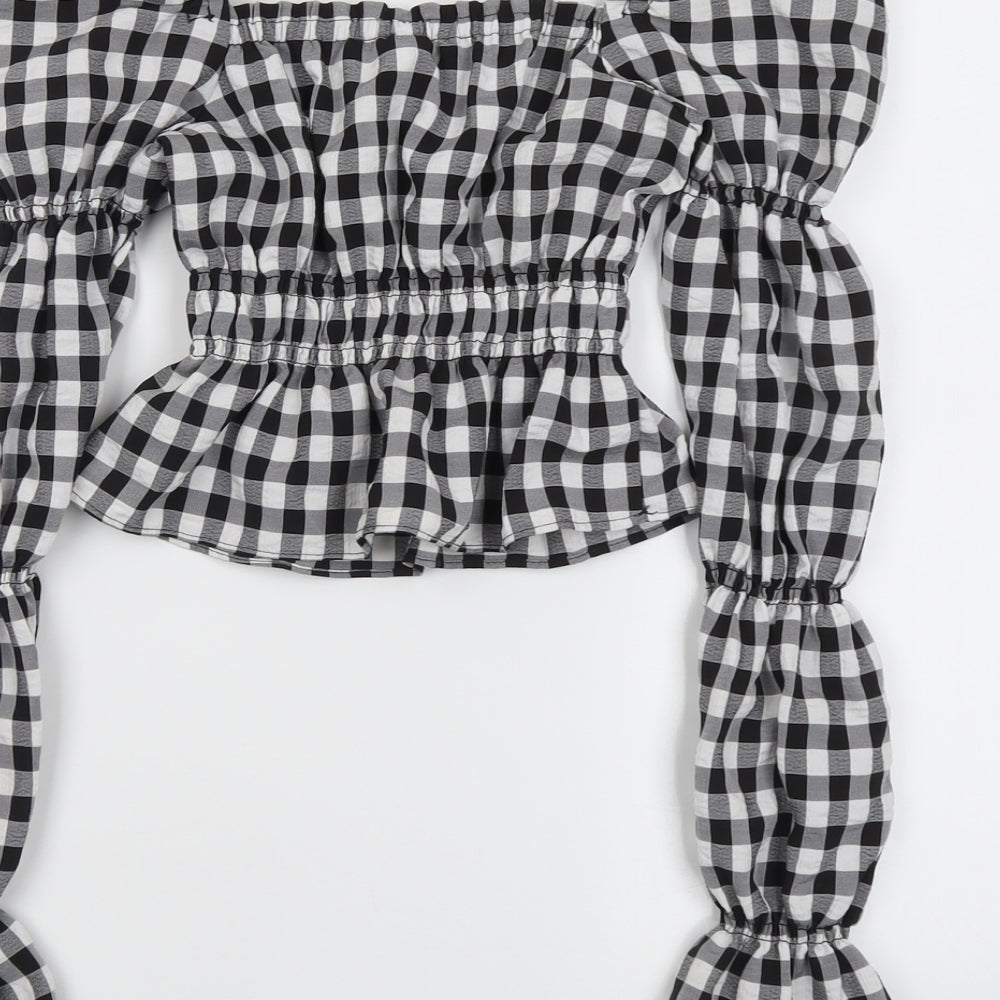 Womens UK Size 2XS H&M Black Cropped Blouse