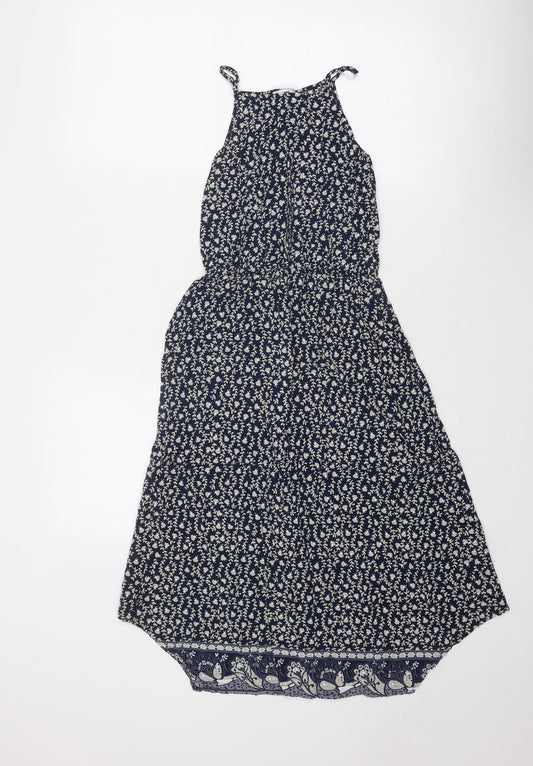 TEMT Womens Blue Floral Viscose Tank Dress Size S Round Neck Pullover