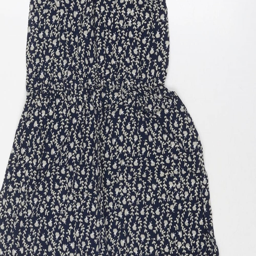 TEMT Womens Blue Floral Viscose Tank Dress Size S Round Neck Pullover